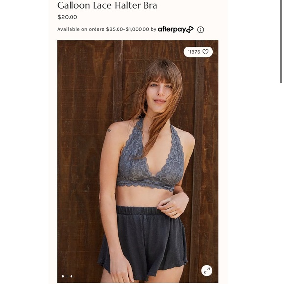 Free People Graphite Galloon Lace Halter Bralette - Picture 1 of 4
